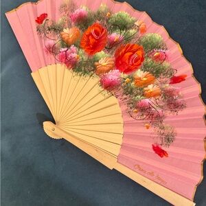 Casa de Diego Madrid Hand Painted Folding Fan Floral Spain Souvenir